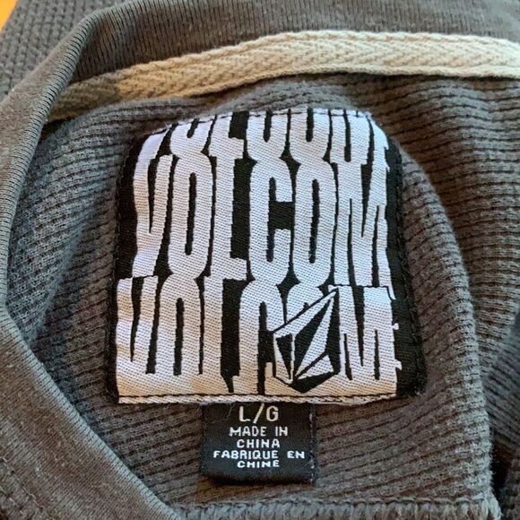 Volcom dk/light gray stripe waffle crew neck shirt - Picture 7 of 7